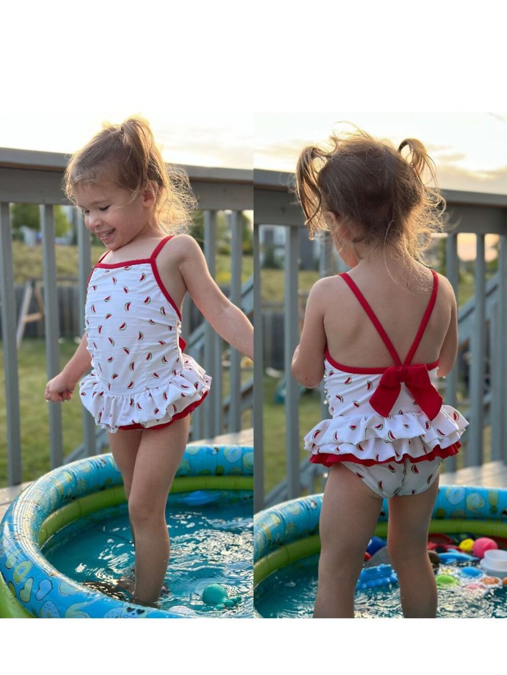 Janie + Jack | White and Red Watermelon Swimsuit | Size 12-18 Months
